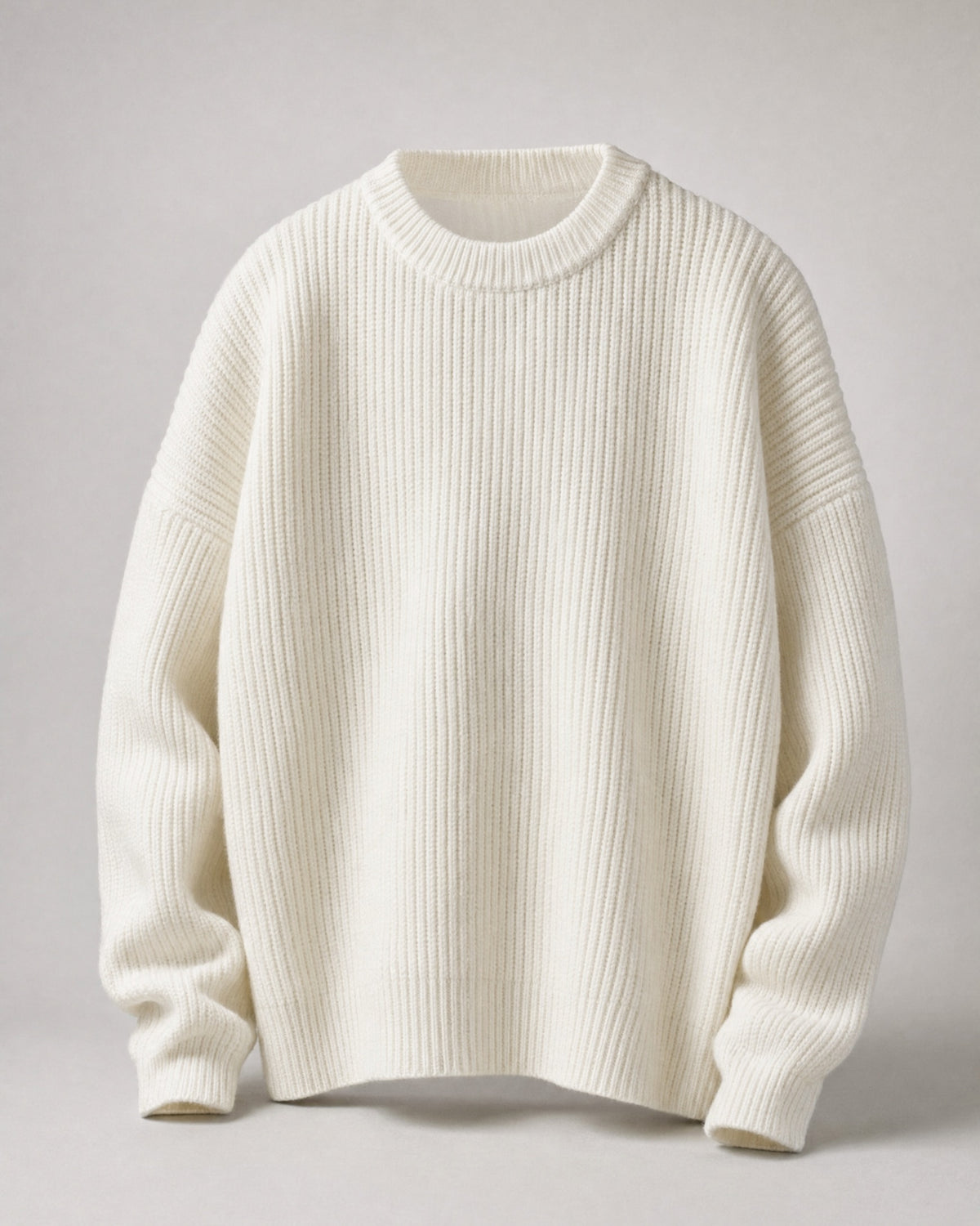 Men's Chunky Knit Crew-Neck Sweater in Ecru | Belmorne