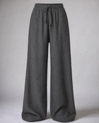 Women's Pinstripe Wide-Leg Trousers in Gray | Belmorne