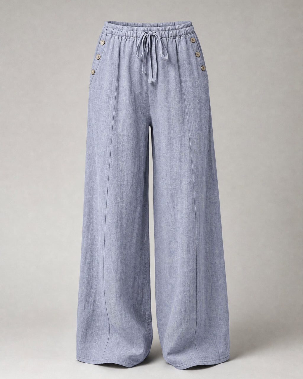Women's Cotton-Linen Wide-Leg Trousers in Gray | Belmorne