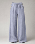 Women's Cotton-Linen Wide-Leg Trousers in Gray | Belmorne
