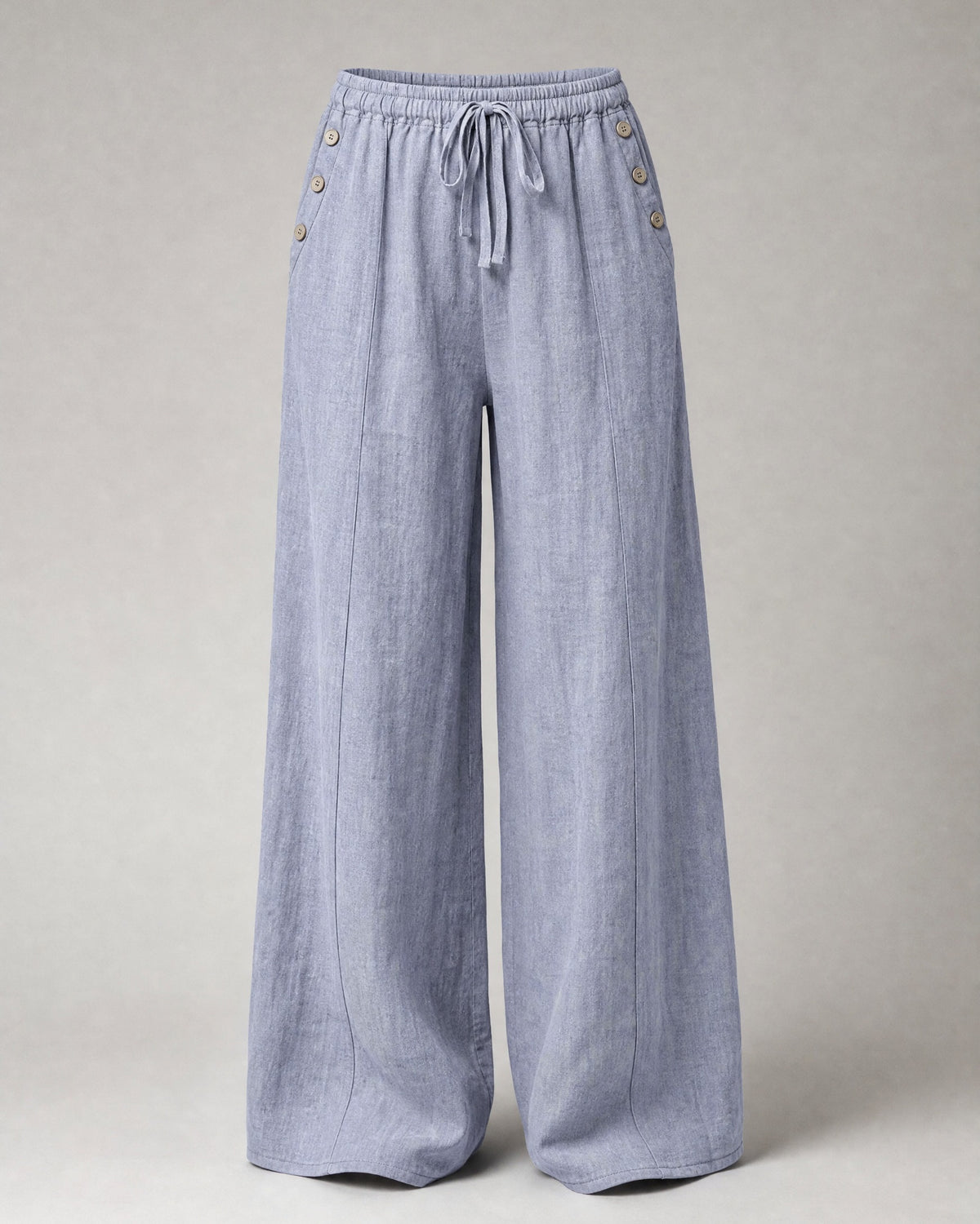 Women's Cotton-Linen Wide-Leg Trousers in Gray | Belmorne