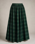 Women's Plaid Pleated Maxi Skirt in Green Plaid | Belmorne