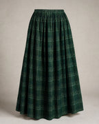 Women's Plaid Pleated Maxi Skirt in Green Plaid | Belmorne