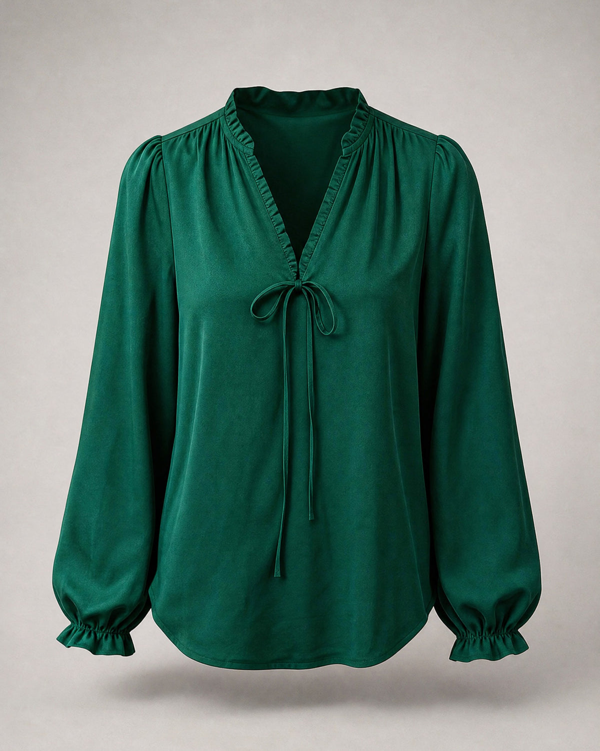 Women's Chiffon Tie-Neck Blouse in Green | Belmorne