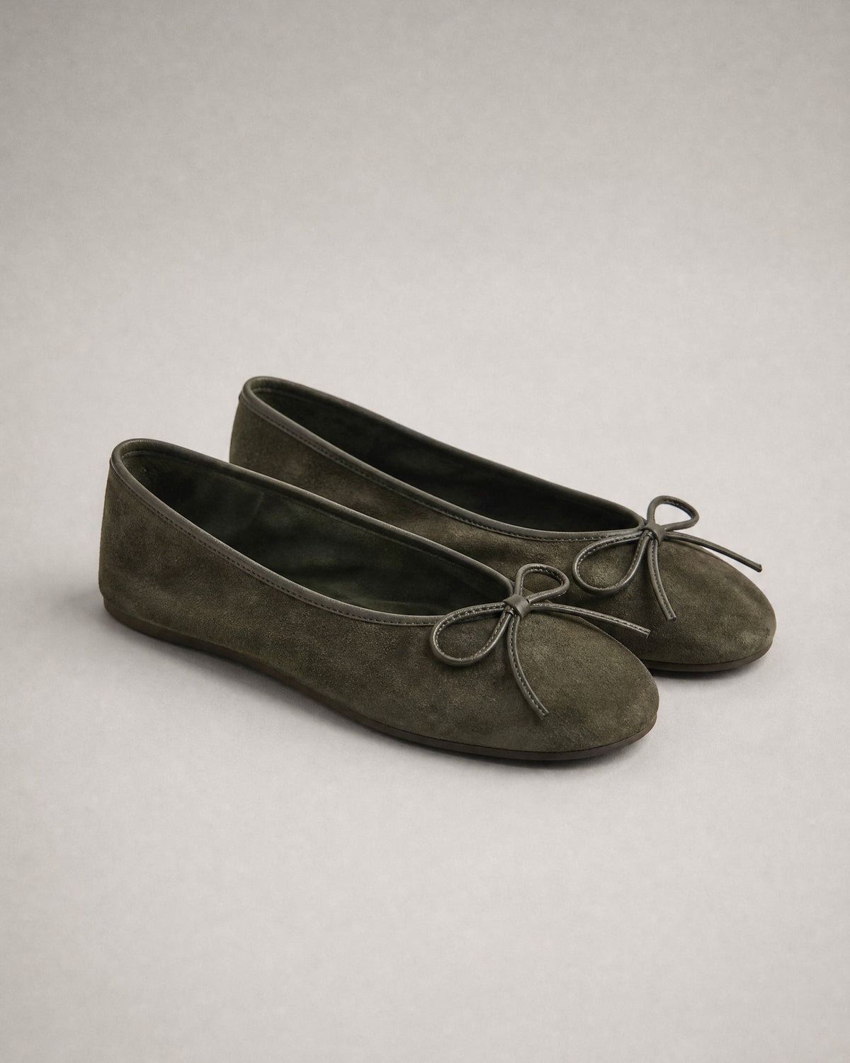 Women's Suede Ballet Flats in Green | Belmorne