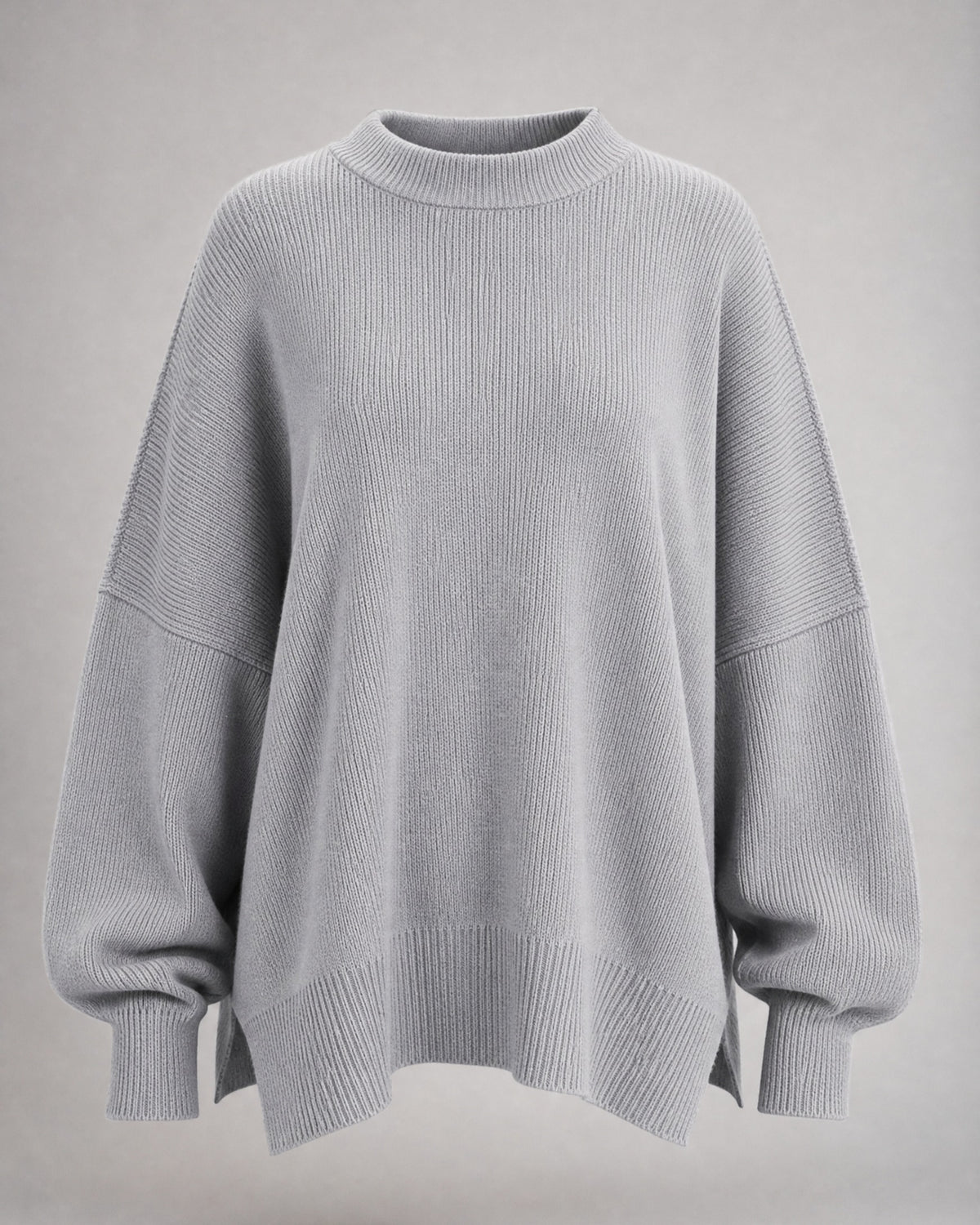 Women's Chunky-Knit Crew-Neck Sweater in Grey | Belmorne
