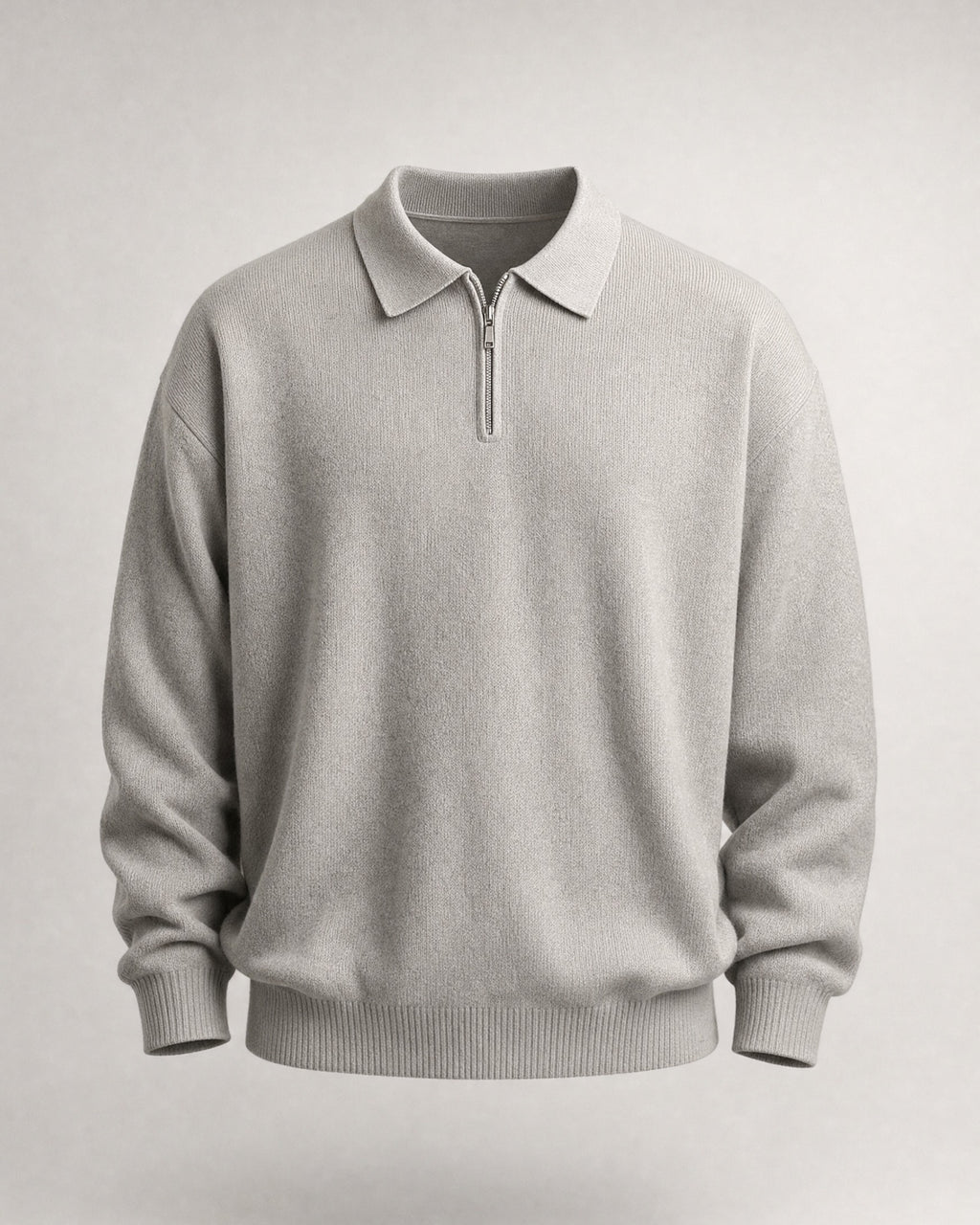 Men's Knit Polo Sweater in Grey | Belmorne