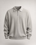Men's Knit Polo Sweater in Grey | Belmorne