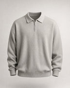 Men's Knit Polo Sweater in Grey | Belmorne