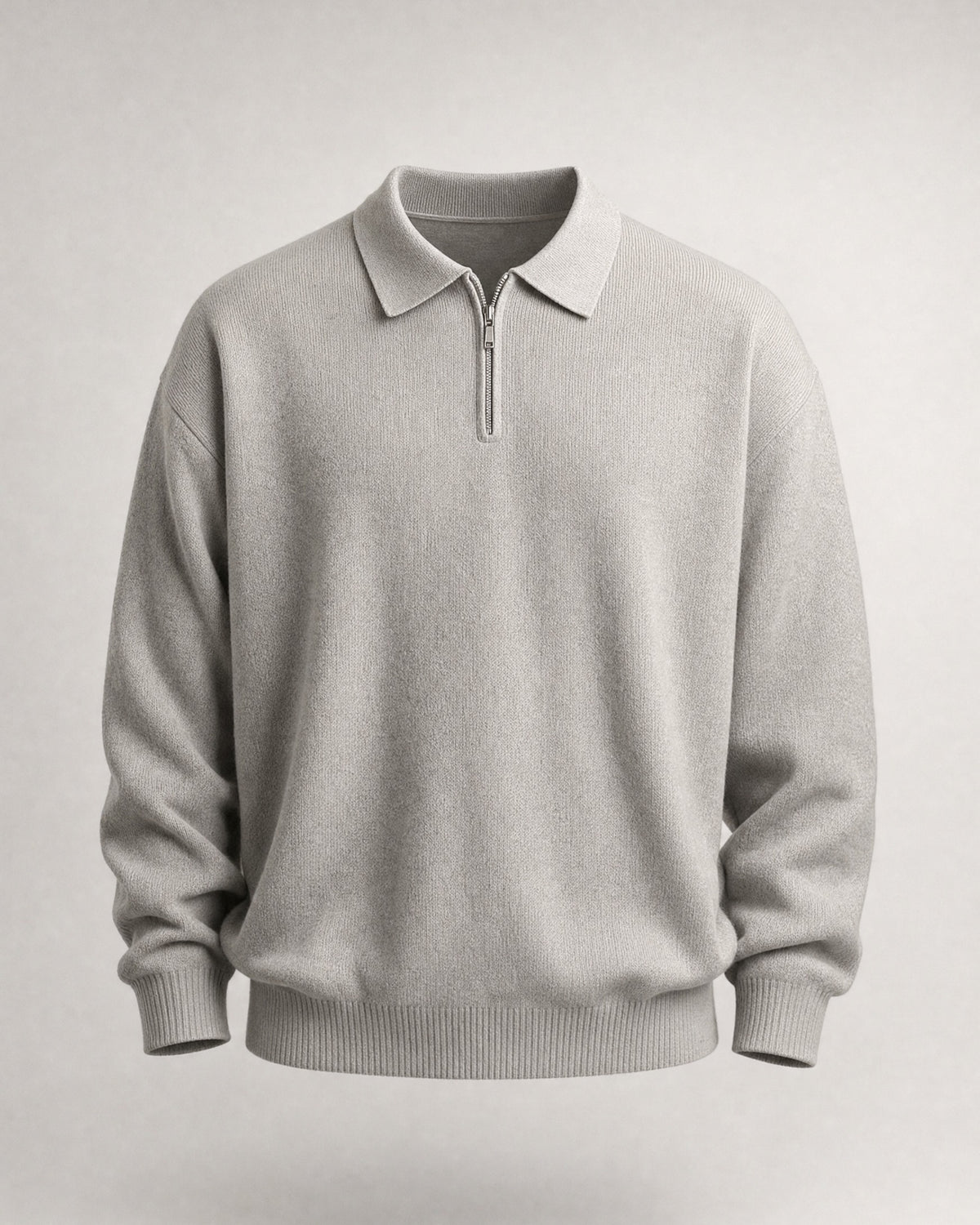 Men's Knit Polo Sweater in Grey | Belmorne