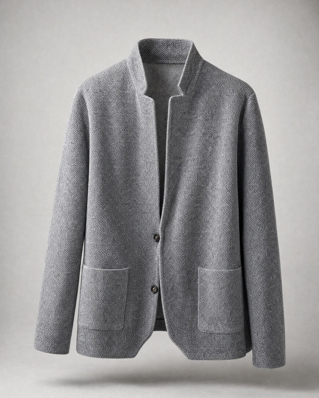 Men's Stand-Collar Knit Cardigan in Grey | Belmorne