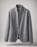Men's Stand-Collar Knit Cardigan in Grey | Belmorne