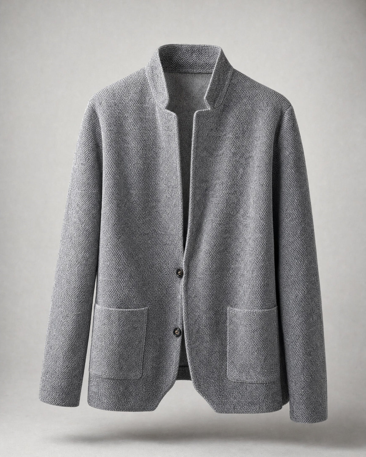 Men's Stand-Collar Knit Cardigan in Grey | Belmorne