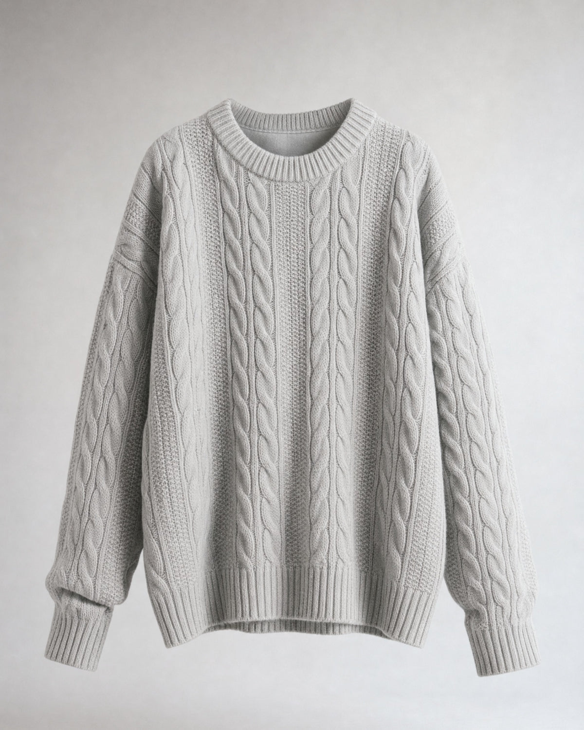 Men's Cable-Knit Crew-Neck Sweater in Grey | Belmorne