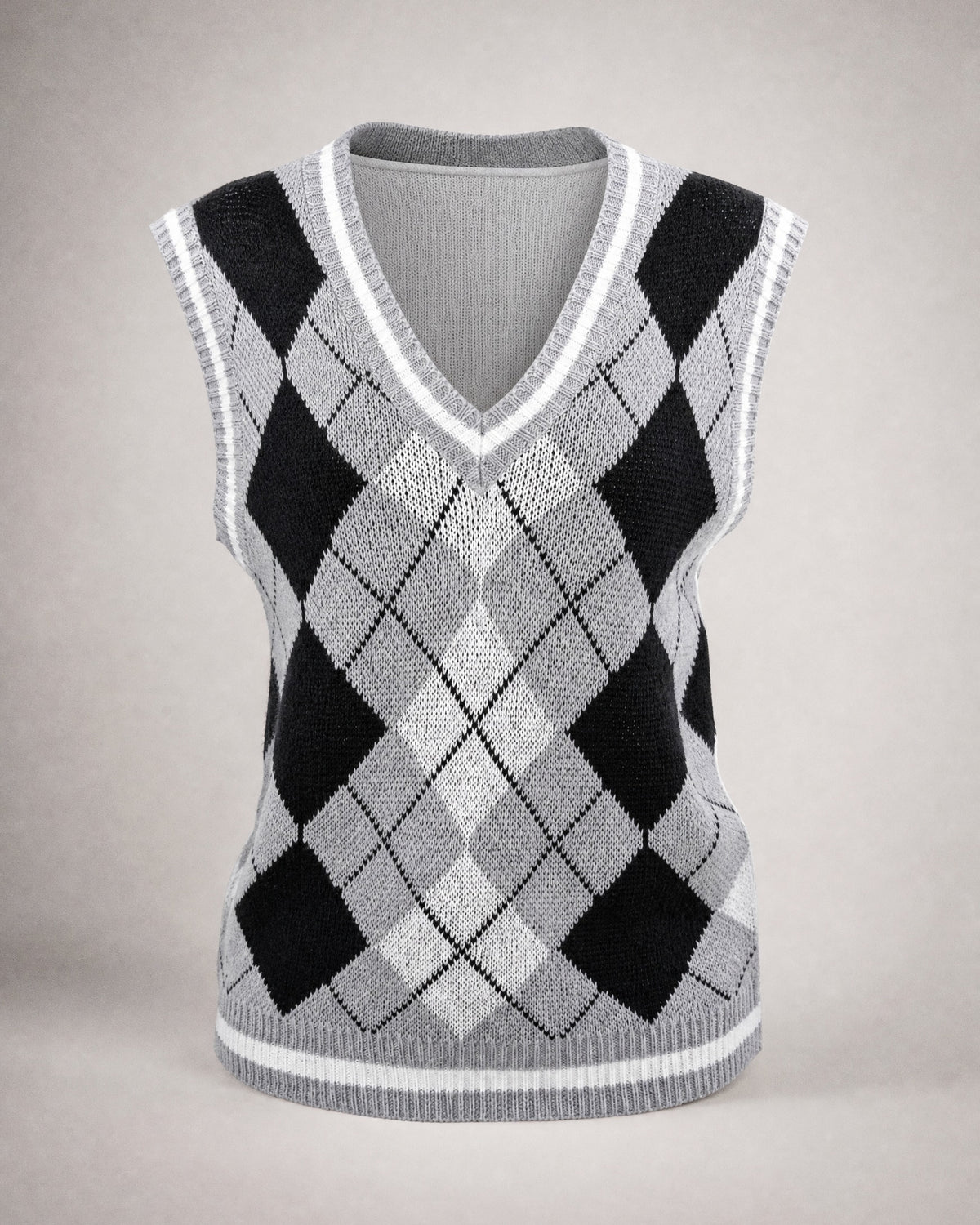 Women's Argyle Knit Sweater Vest in Grey | Belmorne