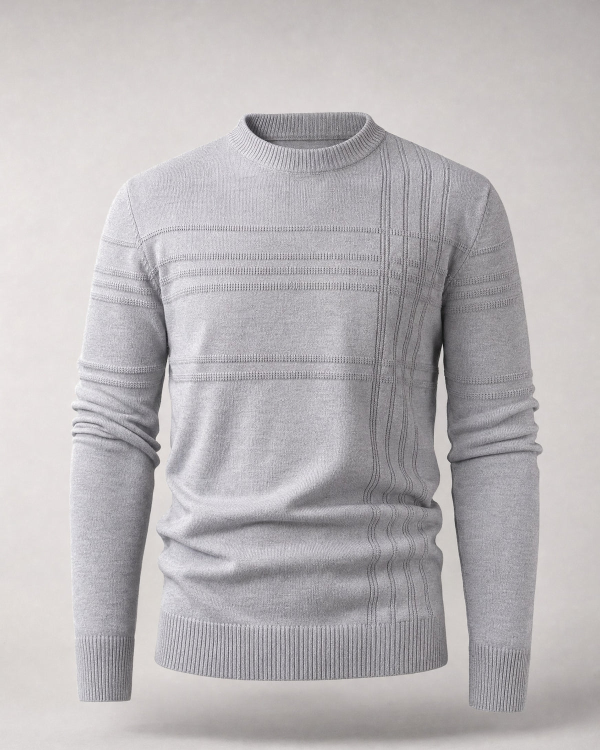 Men's Fine Knit Crew-Neck Sweater in Grey | Belmorne