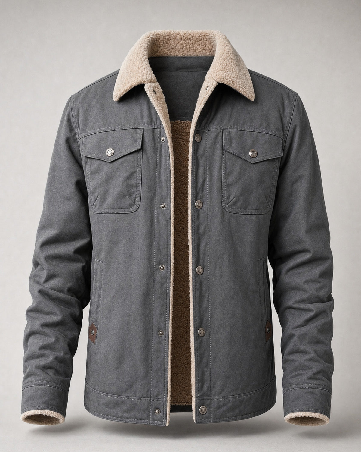 Men's Sherpa-Lined Trucker Jacket in Grey | Belmorne