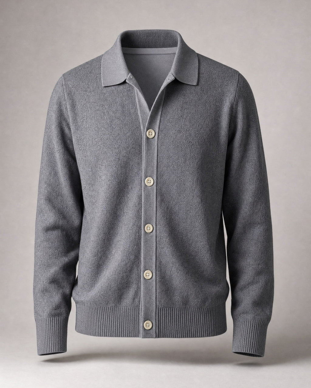 Men's Collared Knit Cardigan in Grey | Belmorne