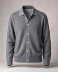 Men's Collared Knit Cardigan in Grey | Belmorne