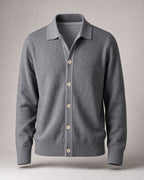 Men's Collared Knit Cardigan in Grey | Belmorne