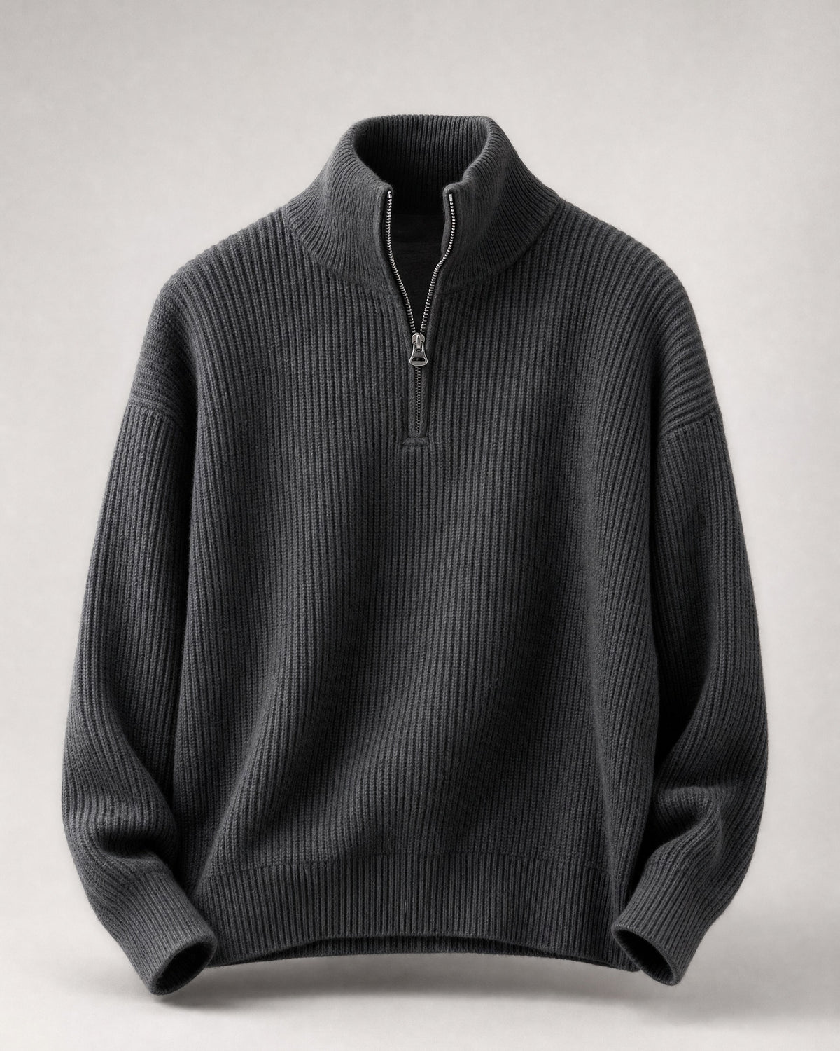 Men's Quarter-Zip Knit Sweater in Grey | Belmorne