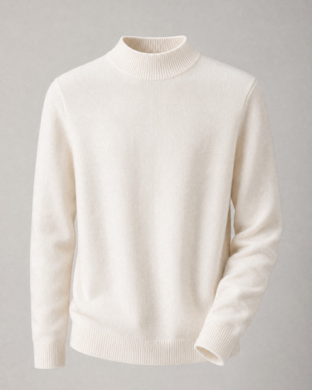 Women's Wool-Blend Mock-Neck Sweater in Ivory | Belmorne