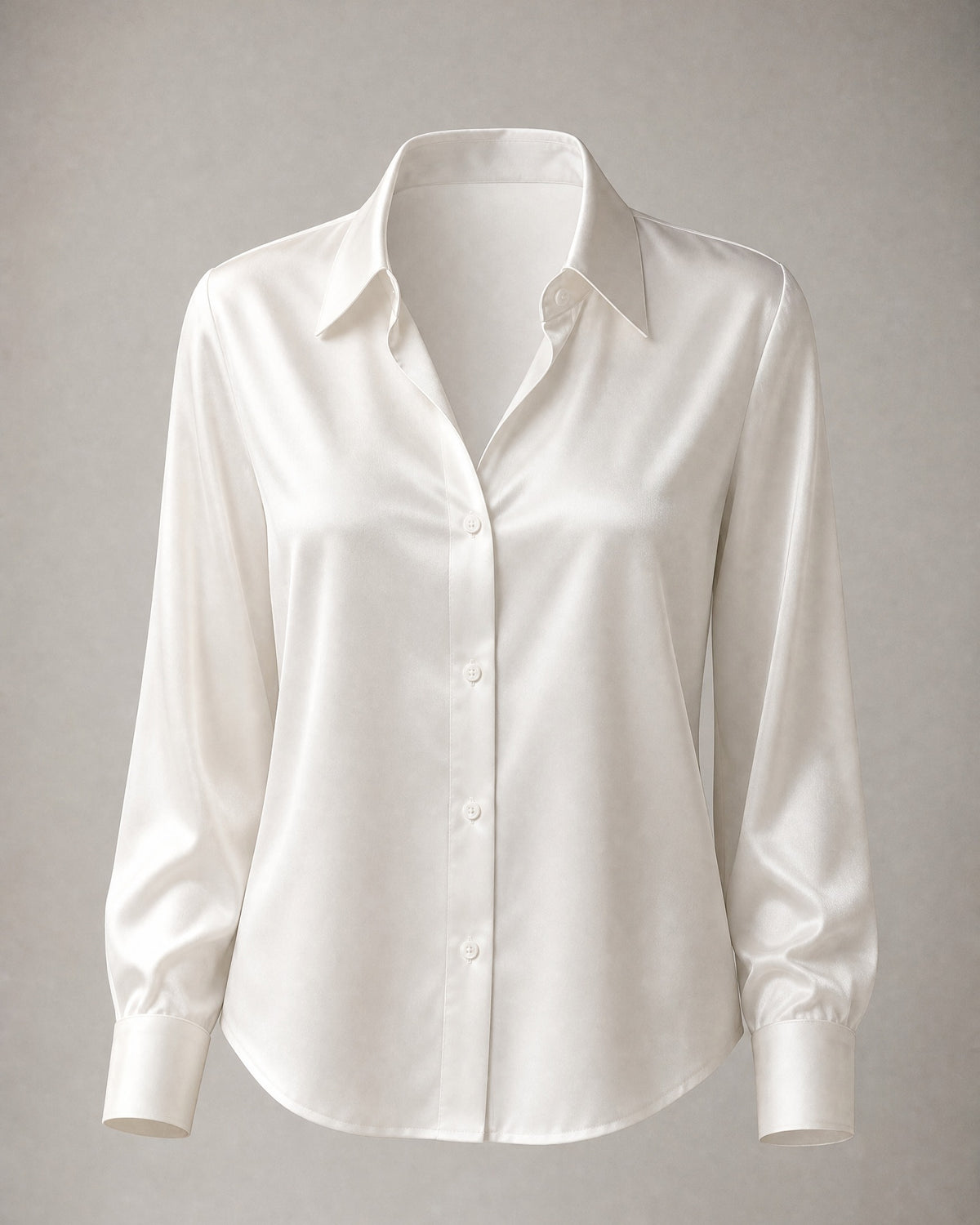Women's Satin Button-Up Blouse in Ivory | Belmorne