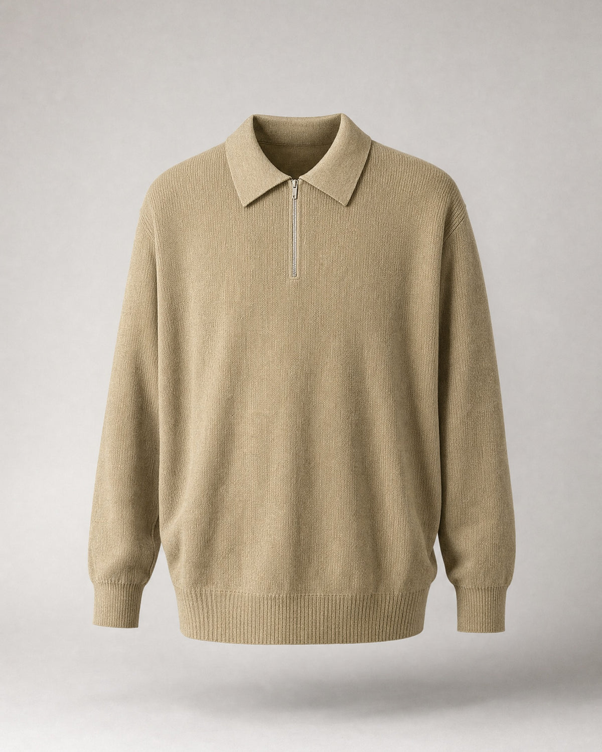 Men's Knit Polo Sweater in Khaki | Belmorne
