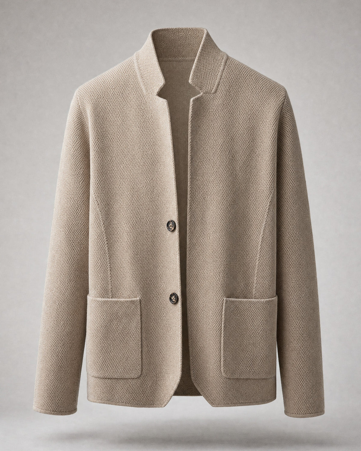 Men's Stand-Collar Knit Cardigan in Khaki | Belmorne