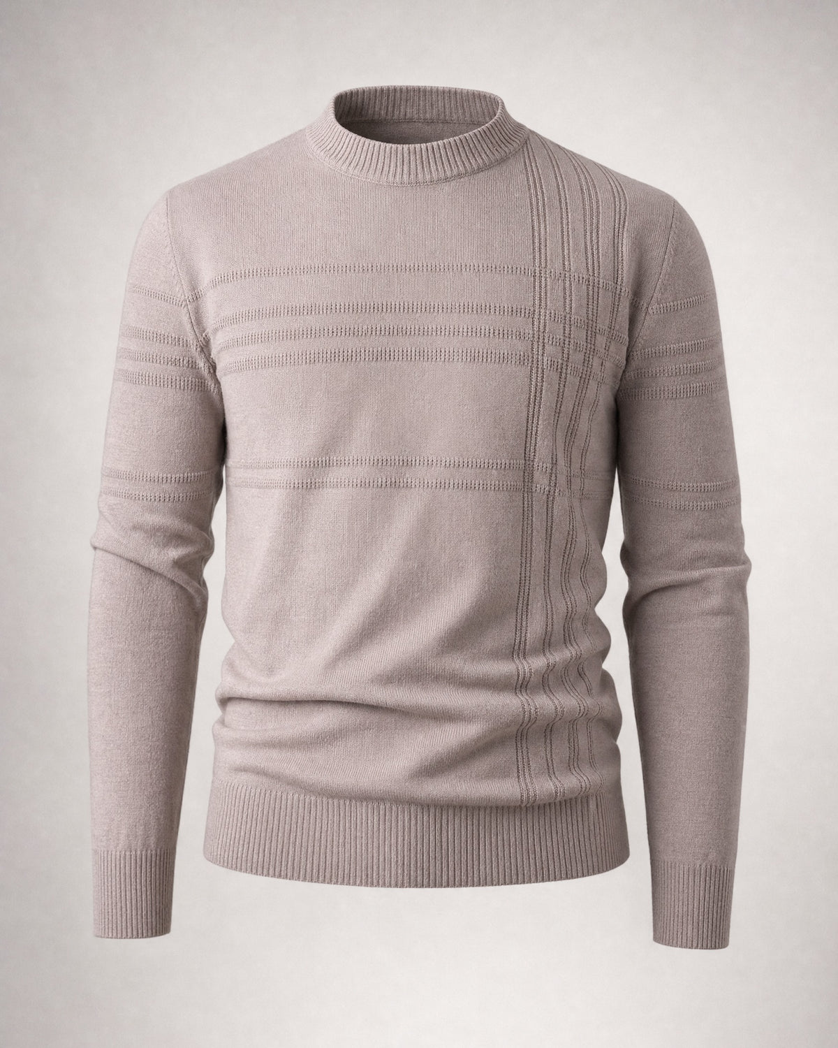 Men's Fine Knit Crew-Neck Sweater in Khaki | Belmorne