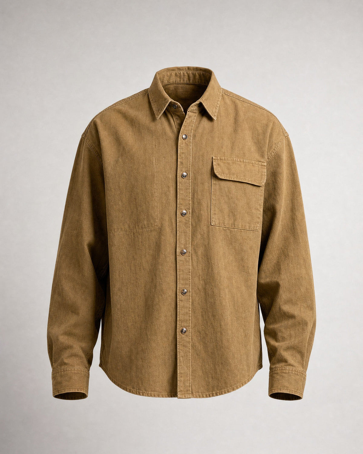 Men's Cotton Long-Sleeve Shirt in Khaki | Belmorne