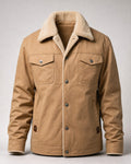 Men's Sherpa-Lined Trucker Jacket in Khaki | Belmorne
