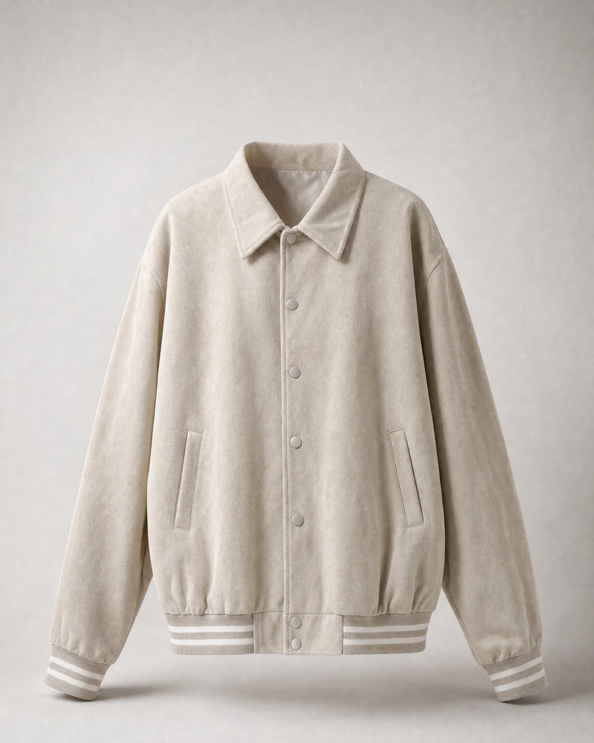 Men's Suede-Look Varsity Jacket in Light Apricot | Belmorne