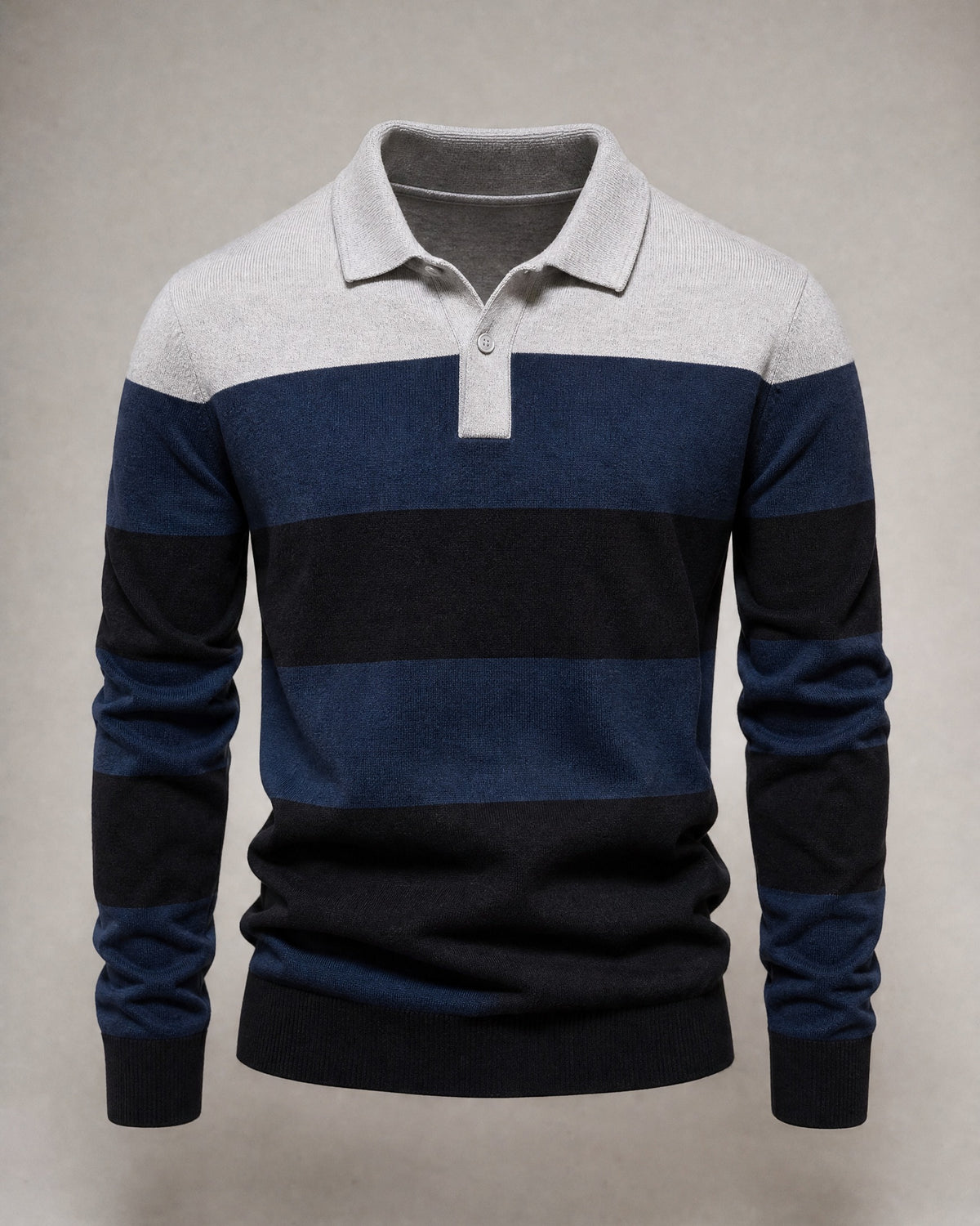 Men's Cotton Lapel-Collar Knit Sweater in Light Grey | Belmorne