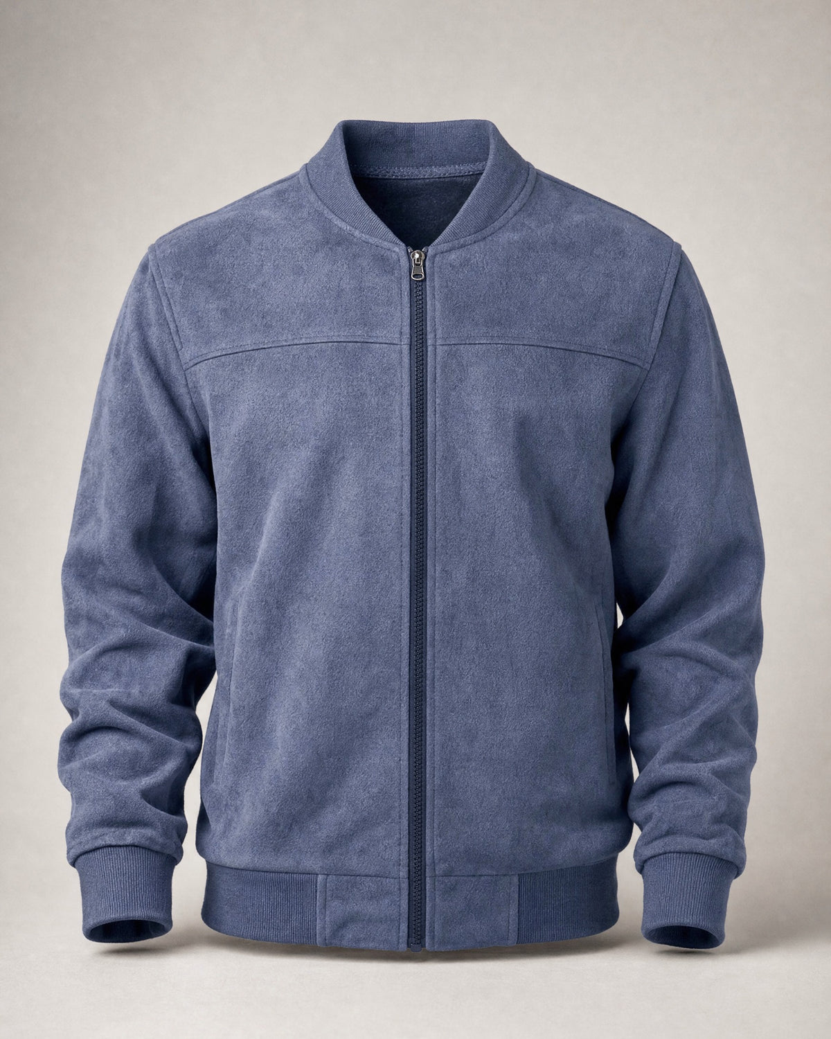 Men's Suede-Look Zip Jacket in Navy | Belmorne