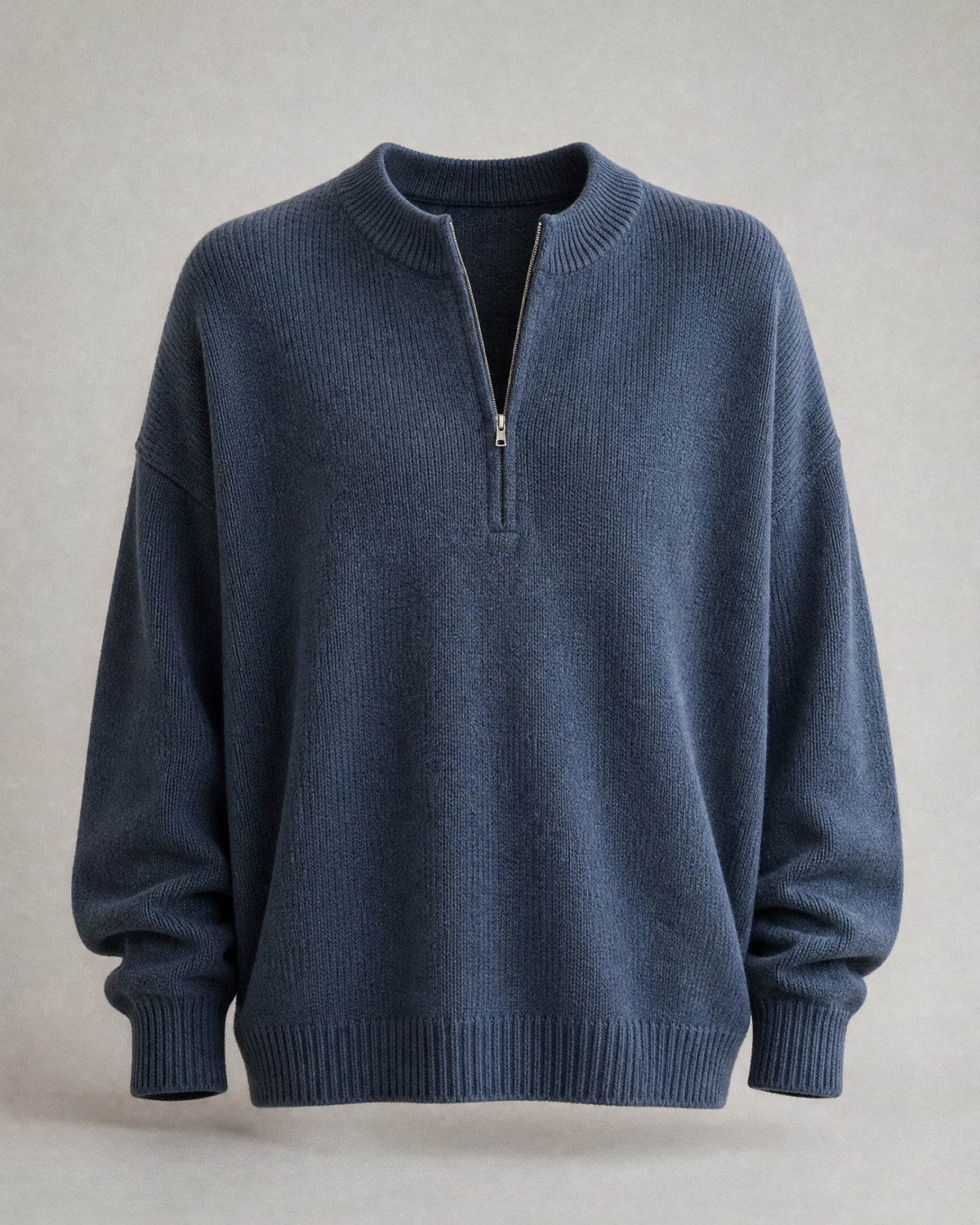 Women's Crew-Neck Half-Zip Sweater in Navy | Belmorne