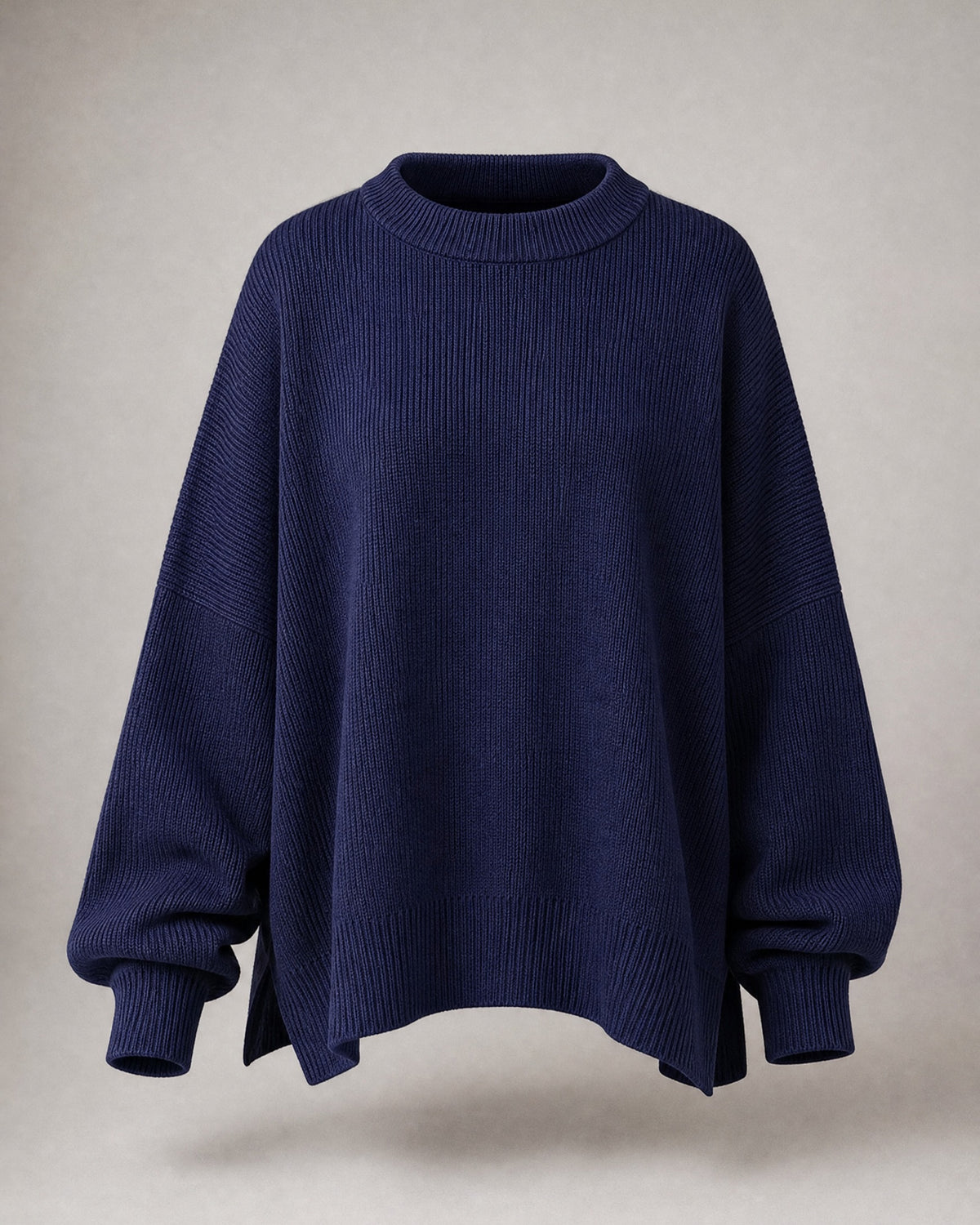 Women's Chunky-Knit Crew-Neck Sweater in Navy | Belmorne