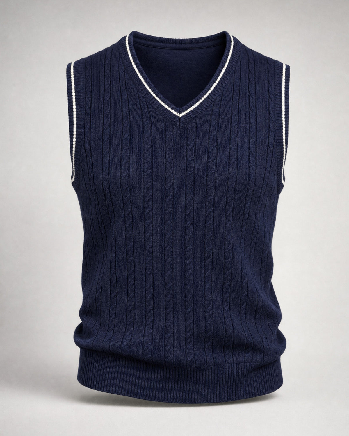 Men's Knitted Sweater Vest in Navy | Belmorne