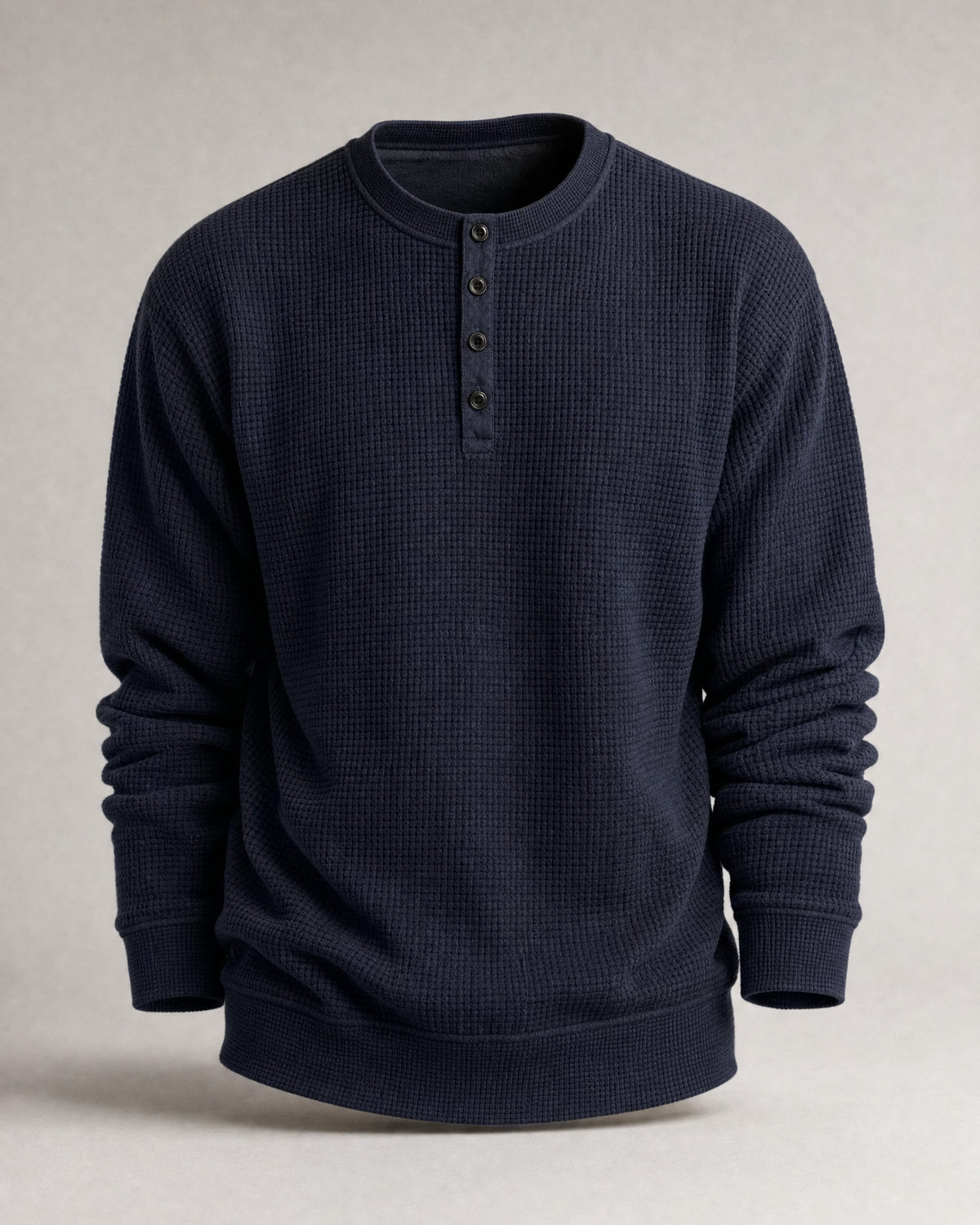 Men's Waffle-Knit Henley in Navy | Belmorne