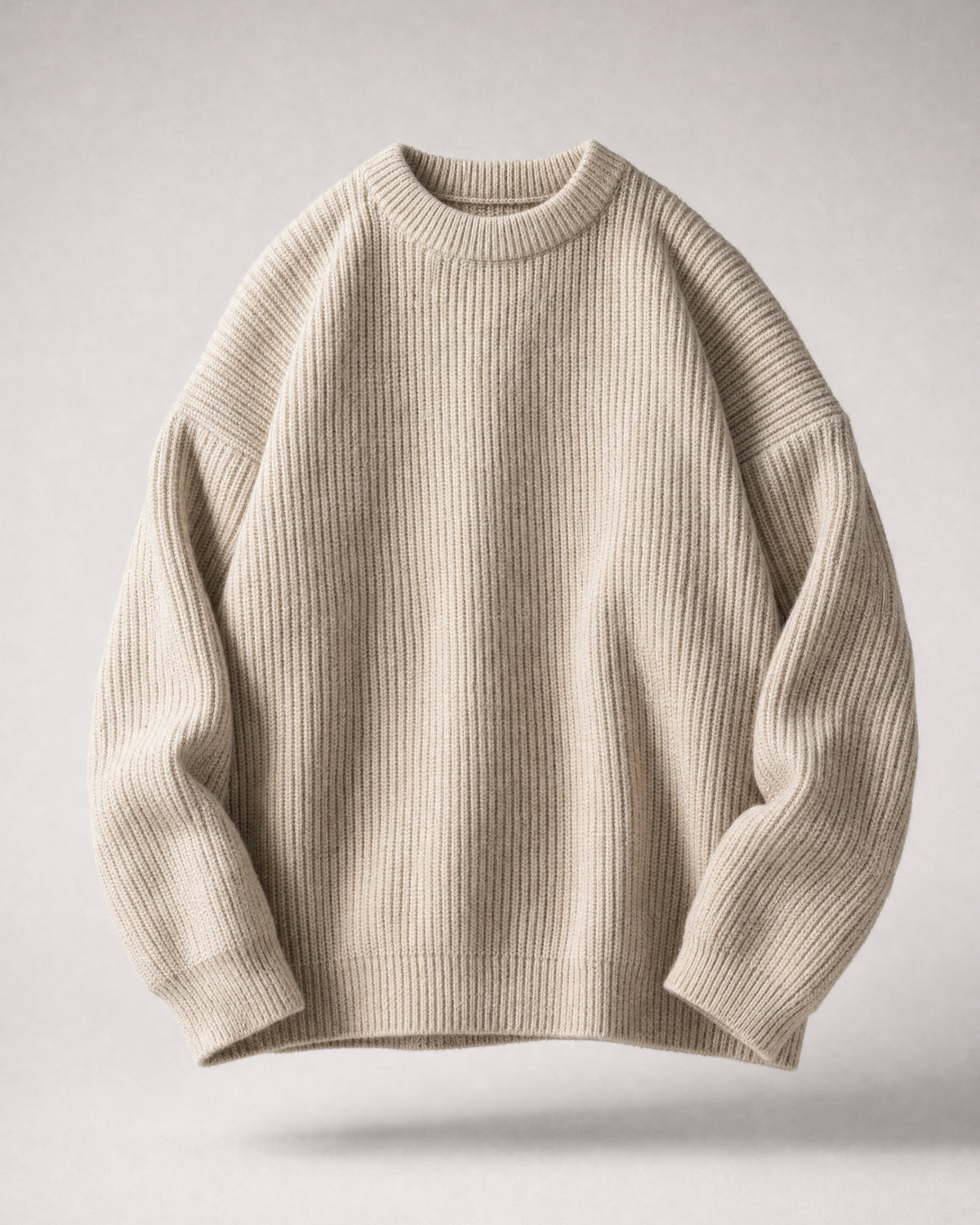 Men's Chunky Knit Crew-Neck Sweater in Oatmeal | Belmorne