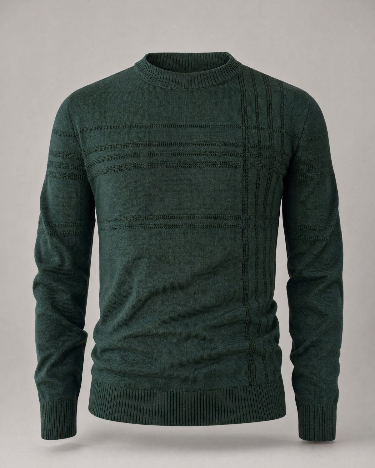 Men's Fine Knit Crew-Neck Sweater in Olive | Belmorne