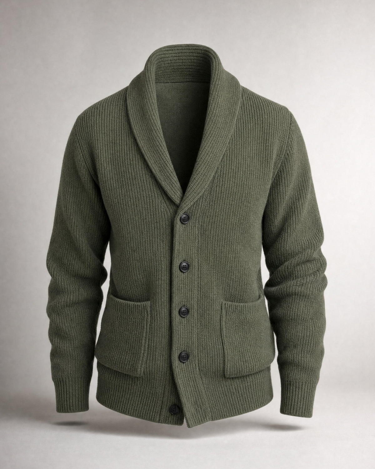 Men's Shawl-Collar Cardigan in Olive | Belmorne