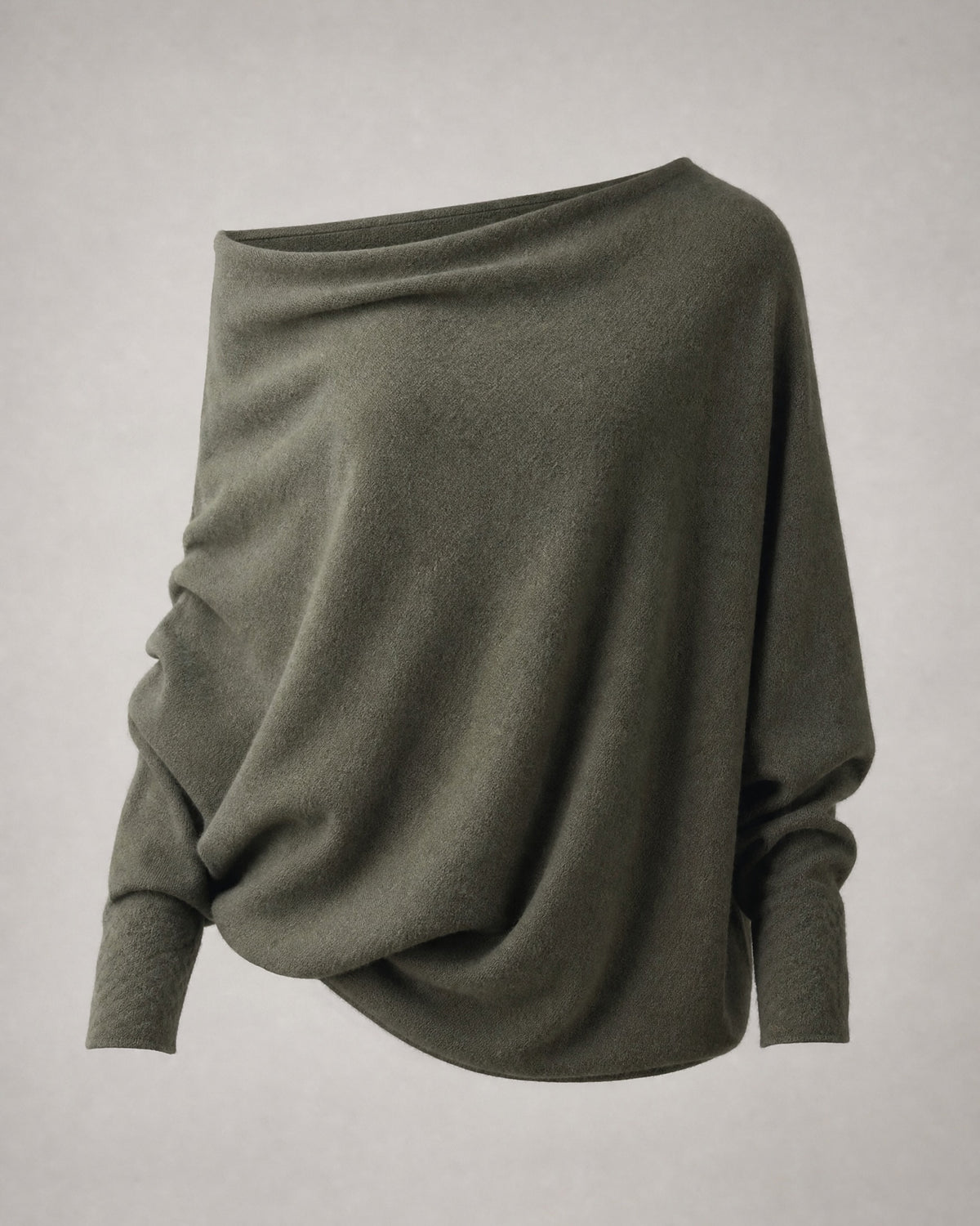 Women's Off-Shoulder Sweater in Olive | Belmorne
