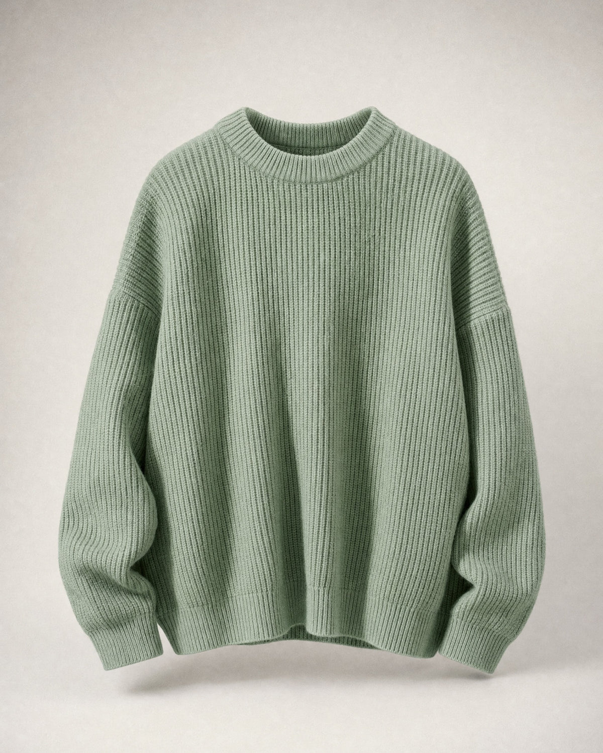 Men's Chunky Knit Crew-Neck Sweater in Olive | Belmorne