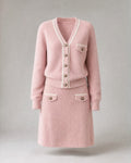 Women's Viscose Knit Cardigan and Skirt Set in Pink | Belmorne