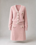 Women's Viscose Knit Cardigan and Skirt Set in Pink | Belmorne