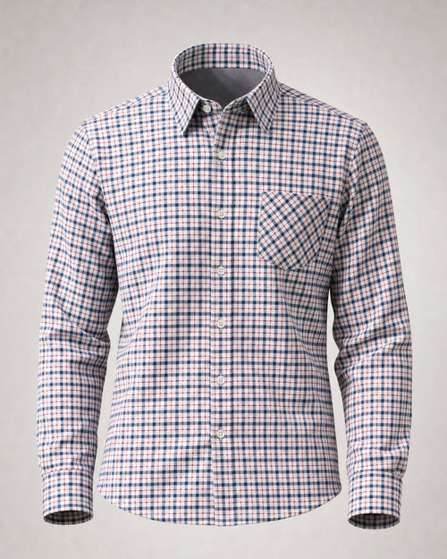 Men's Brushed Cotton Flannel Shirt in Red Check | Belmorne