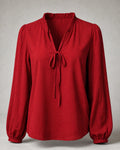 Women's Chiffon Tie-Neck Blouse in Red | Belmorne