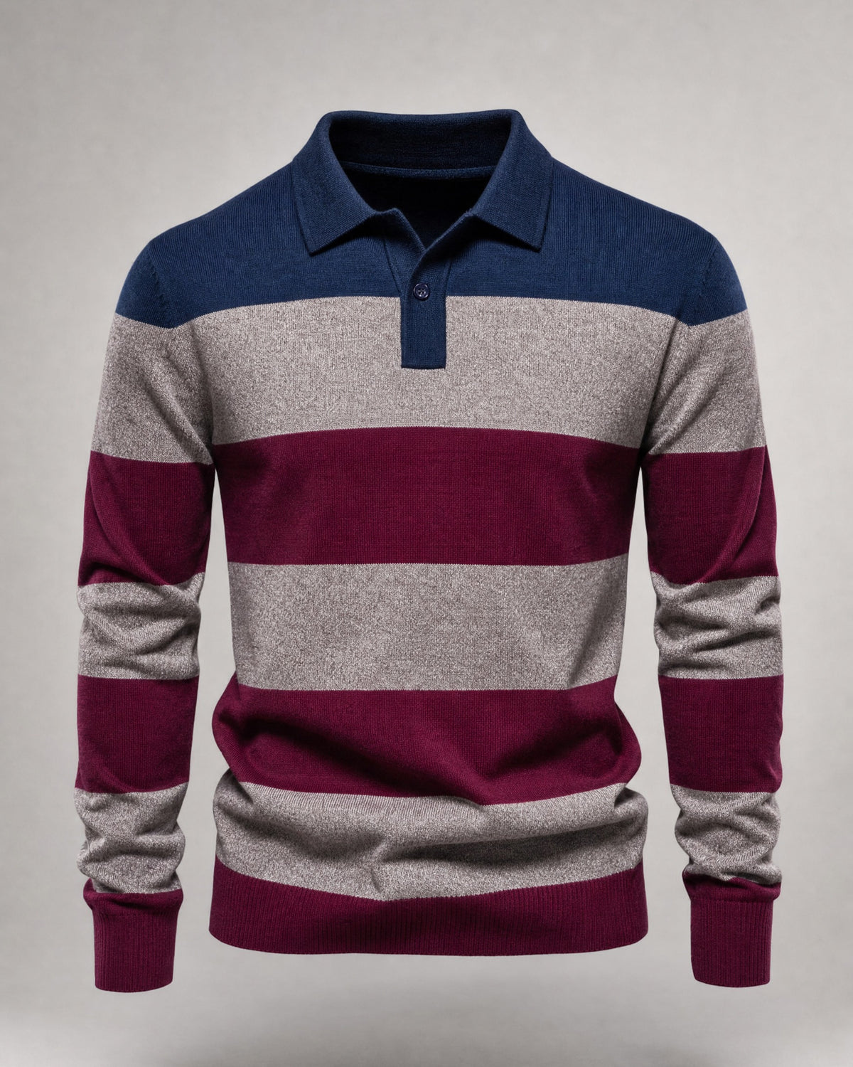 Men's Cotton Lapel-Collar Knit Sweater in Sapphire Blue | Belmorne
