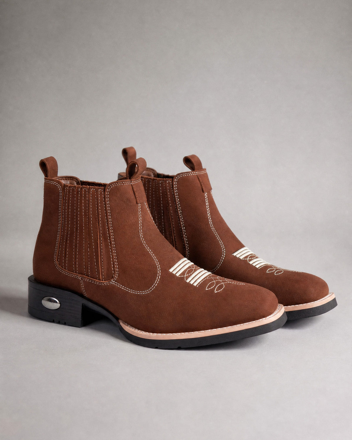 Men's Square-Toe Western Chelsea Boots in Tan | Belmorne